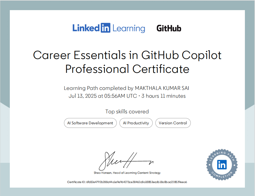 GitHub Copilot Advanced Certificate